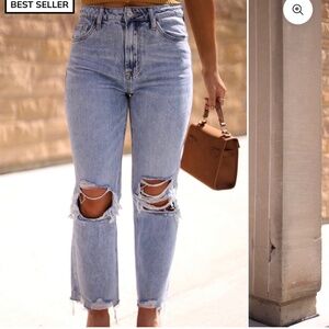 Loveret high rise distressed ankle Jean
